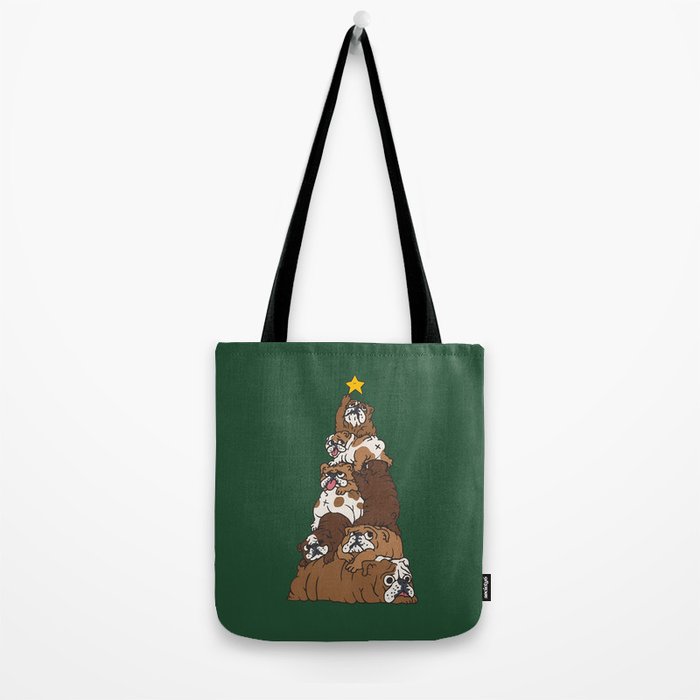 Christmas Tree English Bulldog Tote Bag Gallery Image 2