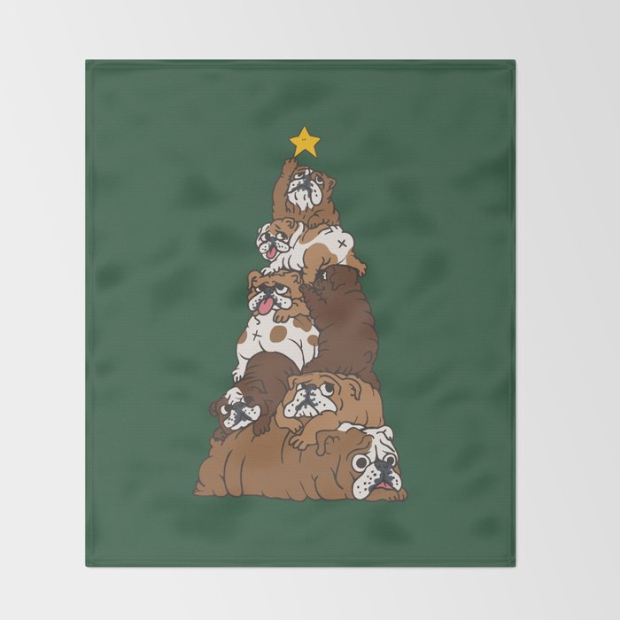 Christmas Tree English Bulldog Throw Blanket Gallery Image 2