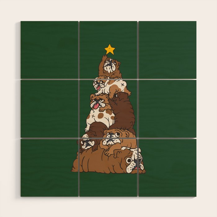 Christmas Tree English Bulldog Wood Wall Art Gallery Image 1