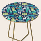 Geometric whimsical wonderland // navy blue background green forest with unicorns foxes gnomes and mushrooms Side Table Gallery Image 2