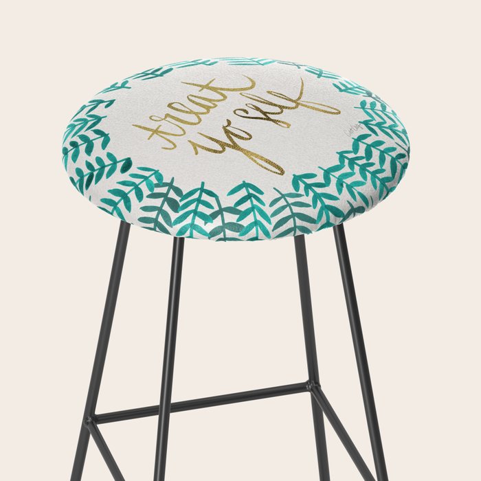 Treat Yo Self - Gold & Turquoise Stool Gallery Image 2