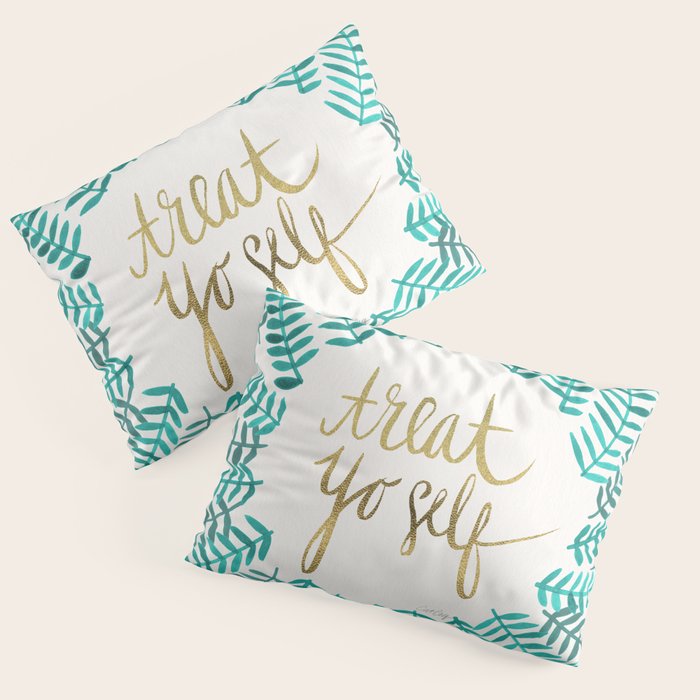 Treat Yo Self - Gold & Turquoise Pillow Sham Gallery Image 3