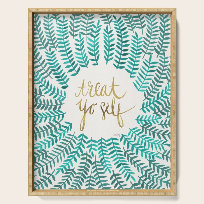 Treat Yo Self - Gold & Turquoise Serving Tray Gallery Image 1