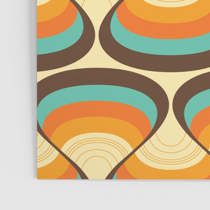 Wavy Turquoise Orange and Brown Retro Lines Poster Gallery Image 3