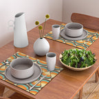 Wavy Turquoise Orange and Brown Retro Lines Placemat Gallery Image 2