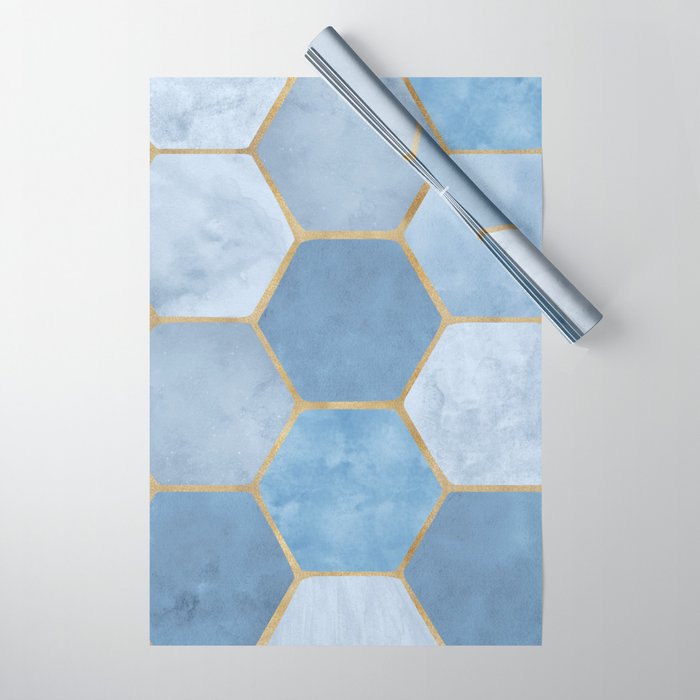Blue Stone Coastal Design Wrapping Paper Gallery Image 1