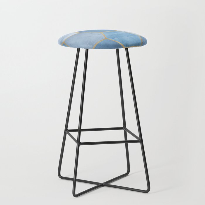 Blue Stone Coastal Design Stool Gallery Image 1