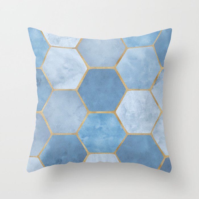 Blue Stone Coastal Design Throw Pillow Gallery Image 1