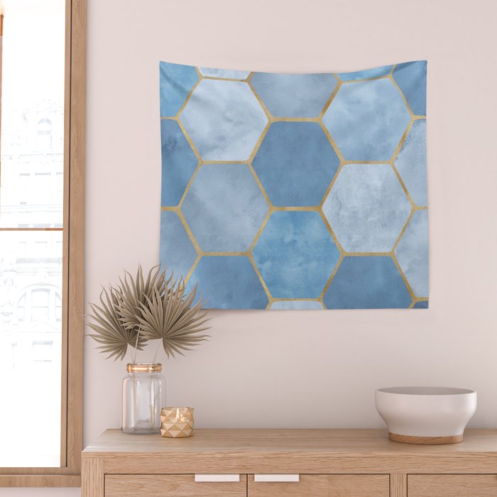 Blue Stone Coastal Design Wall Tapestry Gallery Image 2