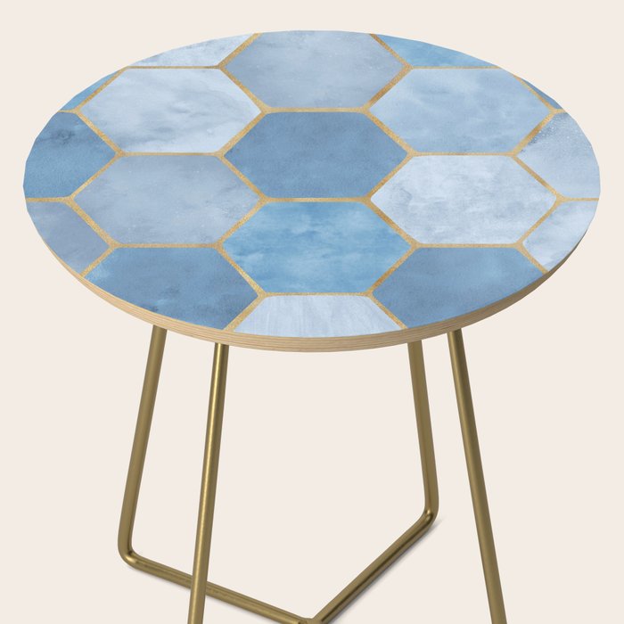 Blue Stone Coastal Design Side Table Gallery Image 2