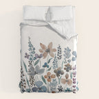 watercolor blue brown wildflower field  Duvet Cover Gallery Image 6