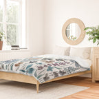 watercolor blue brown wildflower field  Duvet Cover Gallery Image 2
