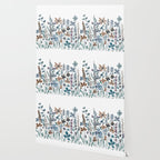 watercolor blue brown wildflower field  Wallpaper Gallery Image 2