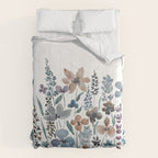 watercolor blue brown wildflower field  Comforter Gallery Image 6