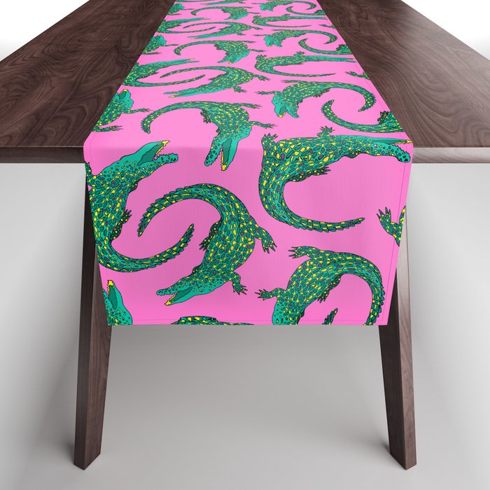 Crocodiles (Pink and Green) Table Runner Gallery Image 1
