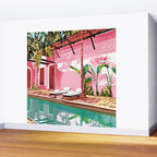 Vacay Villa | Blush Pink Summer Architecture | Tropical Travel Building | Palm Bohemian Resort Wall Mural Gallery Image 2