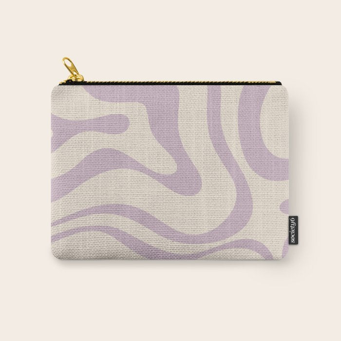 Modern Retro Liquid Swirl Abstract Pattern Square in Light Lavender Cream  Carry All Pouch Gallery Image 1