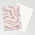 Modern Retro Liquid Swirl Abstract Pattern Square in Light Lavender Cream  Stationery Card Gallery Image 2