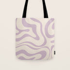 Modern Retro Liquid Swirl Abstract Pattern Square in Light Lavender Cream  Tote Bag Gallery Image 1
