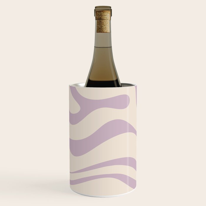 Modern Retro Liquid Swirl Abstract Pattern Square in Light Lavender Cream  Wine Chiller Gallery Image 2