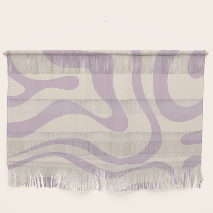 Modern Retro Liquid Swirl Abstract Pattern Square in Light Lavender Cream  Wall Hanging Gallery Image 1