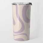Modern Retro Liquid Swirl Abstract Pattern Square in Light Lavender Cream  Travel Mug Gallery Image 2