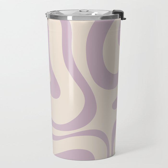 Modern Retro Liquid Swirl Abstract Pattern Square in Light Lavender Cream  Travel Mug Gallery Image 2