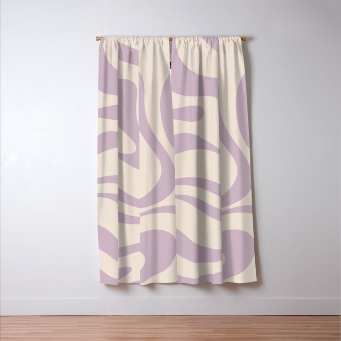 Modern Retro Liquid Swirl Abstract Pattern Square in Light Lavender Cream  Window Curtain Gallery Image 3