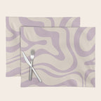 Modern Retro Liquid Swirl Abstract Pattern Square in Light Lavender Cream  Placemat Gallery Image 1