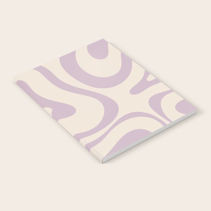 Modern Retro Liquid Swirl Abstract Pattern Square in Light Lavender Cream  Notebook Gallery Image 1