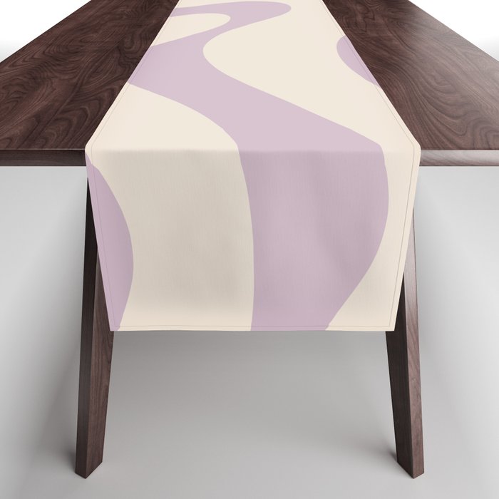 Modern Retro Liquid Swirl Abstract Pattern Square in Light Lavender Cream  Table Runner Gallery Image 1