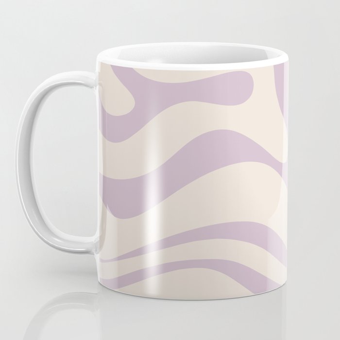 Modern Retro Liquid Swirl Abstract Pattern Square in Light Lavender Cream  Coffee Mug Gallery Image 3