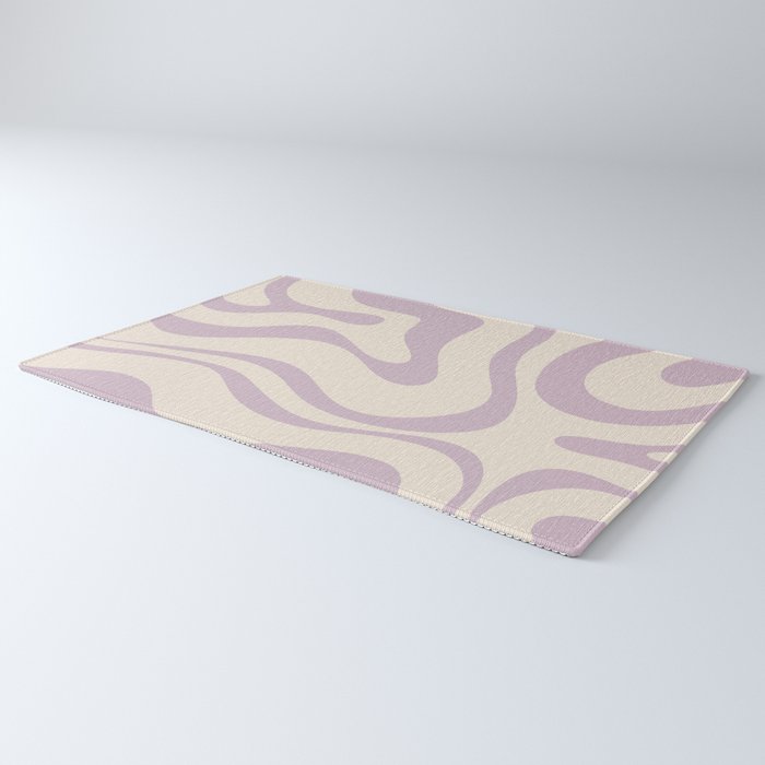 Modern Retro Liquid Swirl Abstract Pattern Square in Light Lavender Cream  Rug Gallery Image 3