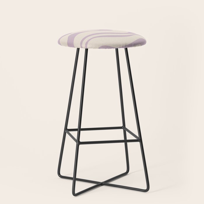 Modern Retro Liquid Swirl Abstract Pattern Square in Light Lavender Cream  Stool Gallery Image 1