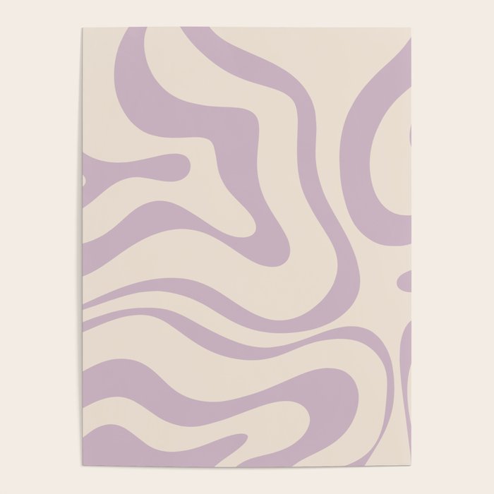 Modern Retro Liquid Swirl Abstract Pattern Square in Light Lavender Cream  Poster Gallery Image 4