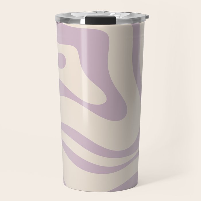 Modern Retro Liquid Swirl Abstract Pattern Square in Light Lavender Cream  Travel Mug Gallery Image 1
