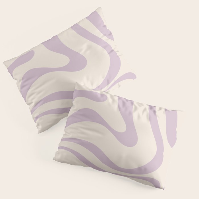 Modern Retro Liquid Swirl Abstract Pattern Square in Light Lavender Cream  Pillow Sham Gallery Image 1
