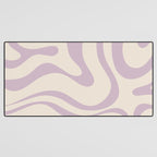 Modern Retro Liquid Swirl Abstract Pattern Square in Light Lavender Cream  Desk Mat Gallery Image 3