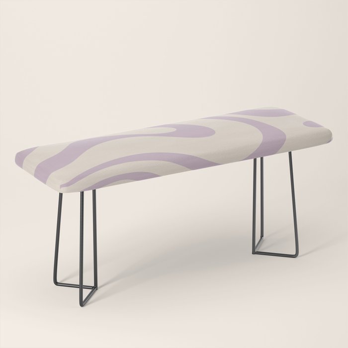 Modern Retro Liquid Swirl Abstract Pattern Square in Light Lavender Cream  Bench Gallery Image 1