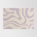 Modern Retro Liquid Swirl Abstract Pattern Square in Light Lavender Cream  Rug Gallery Image 2