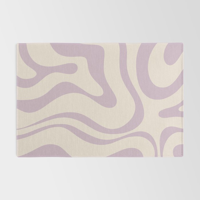 Modern Retro Liquid Swirl Abstract Pattern Square in Light Lavender Cream  Rug Gallery Image 2
