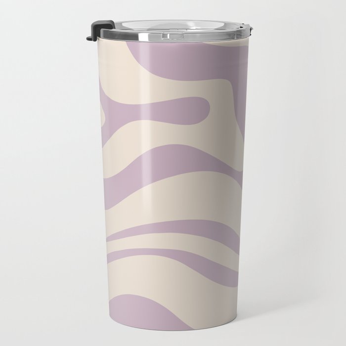 Modern Retro Liquid Swirl Abstract Pattern Square in Light Lavender Cream  Travel Mug Gallery Image 3