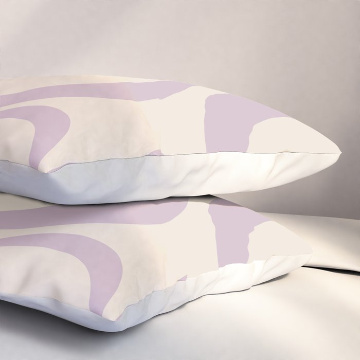 Modern Retro Liquid Swirl Abstract Pattern Square in Light Lavender Cream  Pillow Sham Gallery Image 3