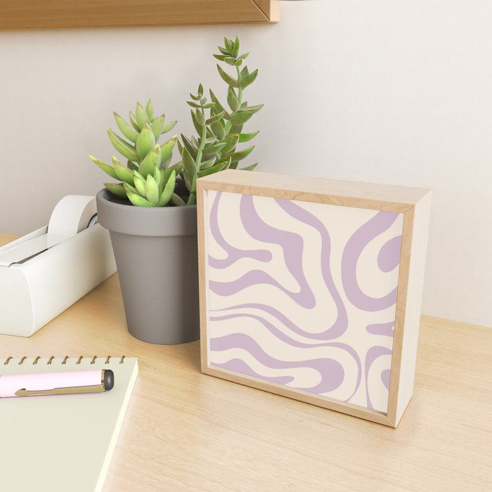 Modern Retro Liquid Swirl Abstract Pattern Square in Light Lavender Cream  Mini Art Print Gallery Image 2