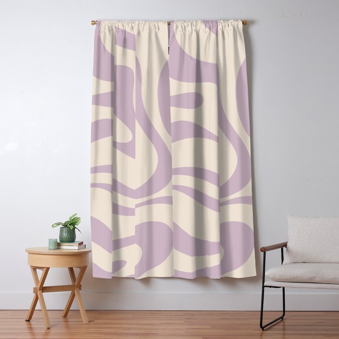 Modern Retro Liquid Swirl Abstract Pattern Square in Light Lavender Cream  Window Curtain Gallery Image 5