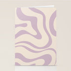 Modern Retro Liquid Swirl Abstract Pattern Square in Light Lavender Cream  Stationery Card Gallery Image 2