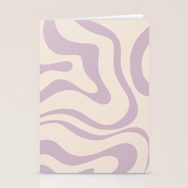Modern Retro Liquid Swirl Abstract Pattern Square in Light Lavender Cream  Stationery Card Gallery Image 2