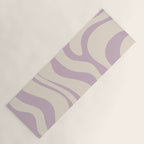 Modern Retro Liquid Swirl Abstract Pattern Square in Light Lavender Cream  Yoga Mat Gallery Image 1