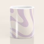 Modern Retro Liquid Swirl Abstract Pattern Square in Light Lavender Cream  Coffee Mug Gallery Image 4