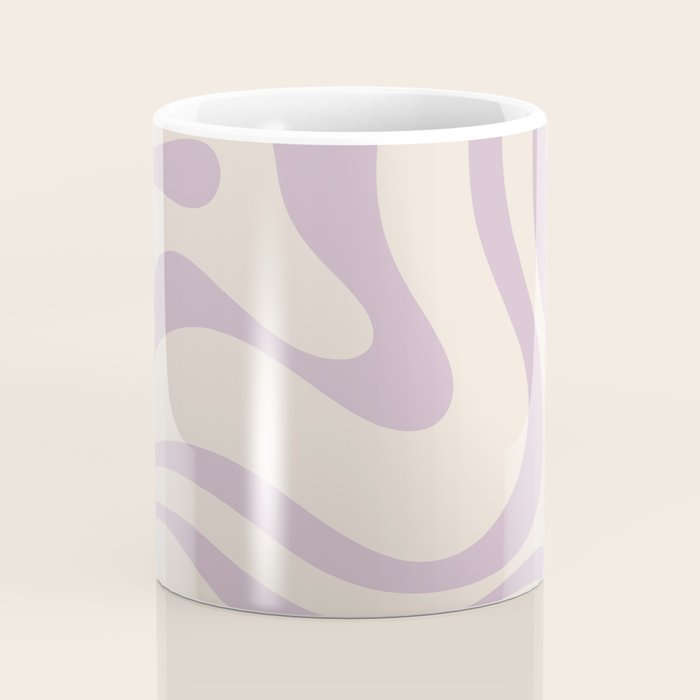 Modern Retro Liquid Swirl Abstract Pattern Square in Light Lavender Cream  Coffee Mug Gallery Image 4